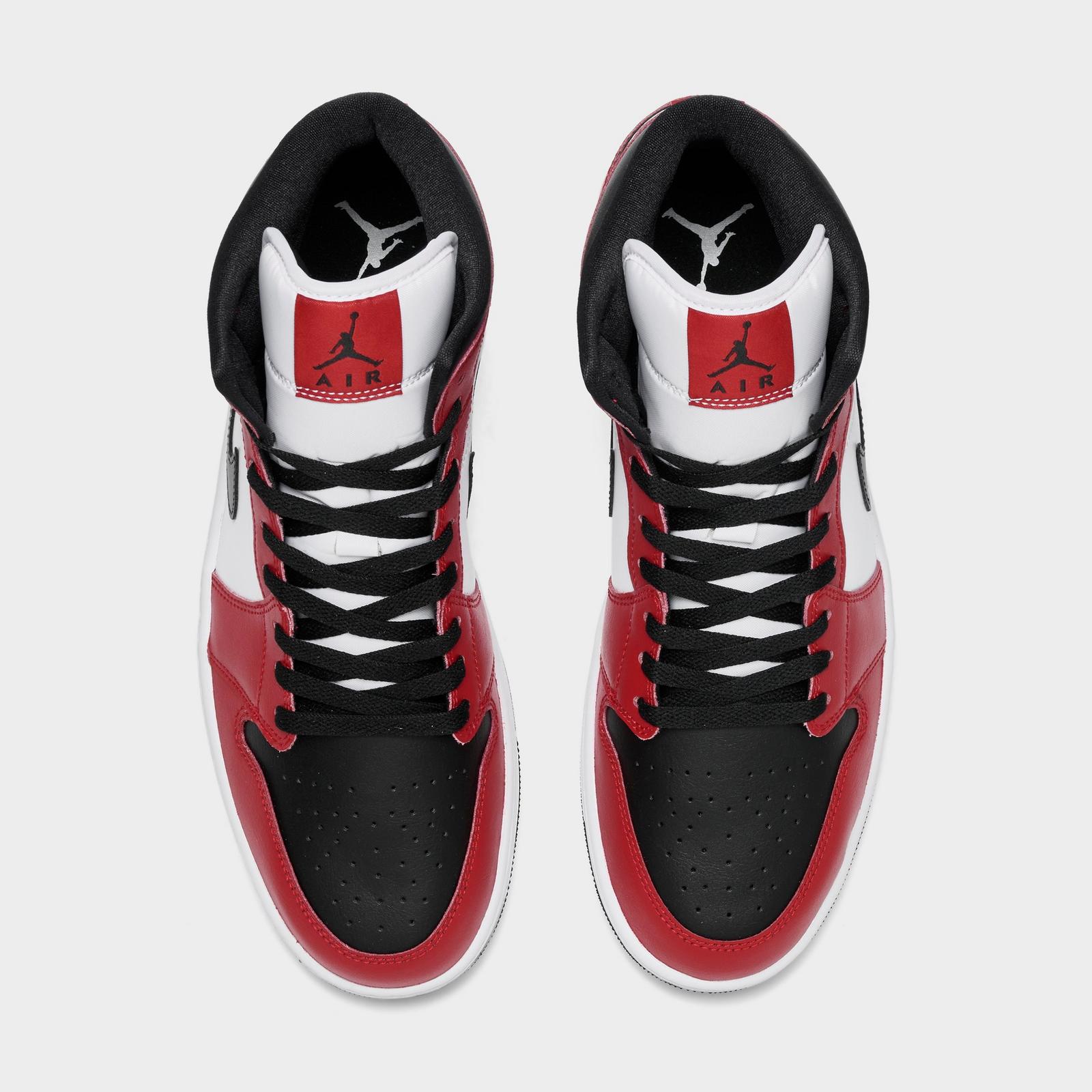 Men's Air Jordan Retro 1 Mid Casual Shoes - Black/Gym Red/White - view 5
