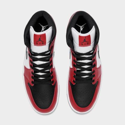Men's Air Jordan Retro 1 Mid Casual Shoes - Black/Gym Red/White - view 5