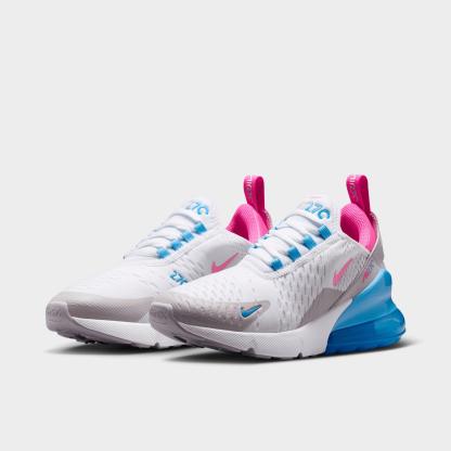 Big Kids' Nithtke Air Max 270 Casual Shoes - White/Football Blue/Arctic Green/Pinksicle - Both shoes facing left