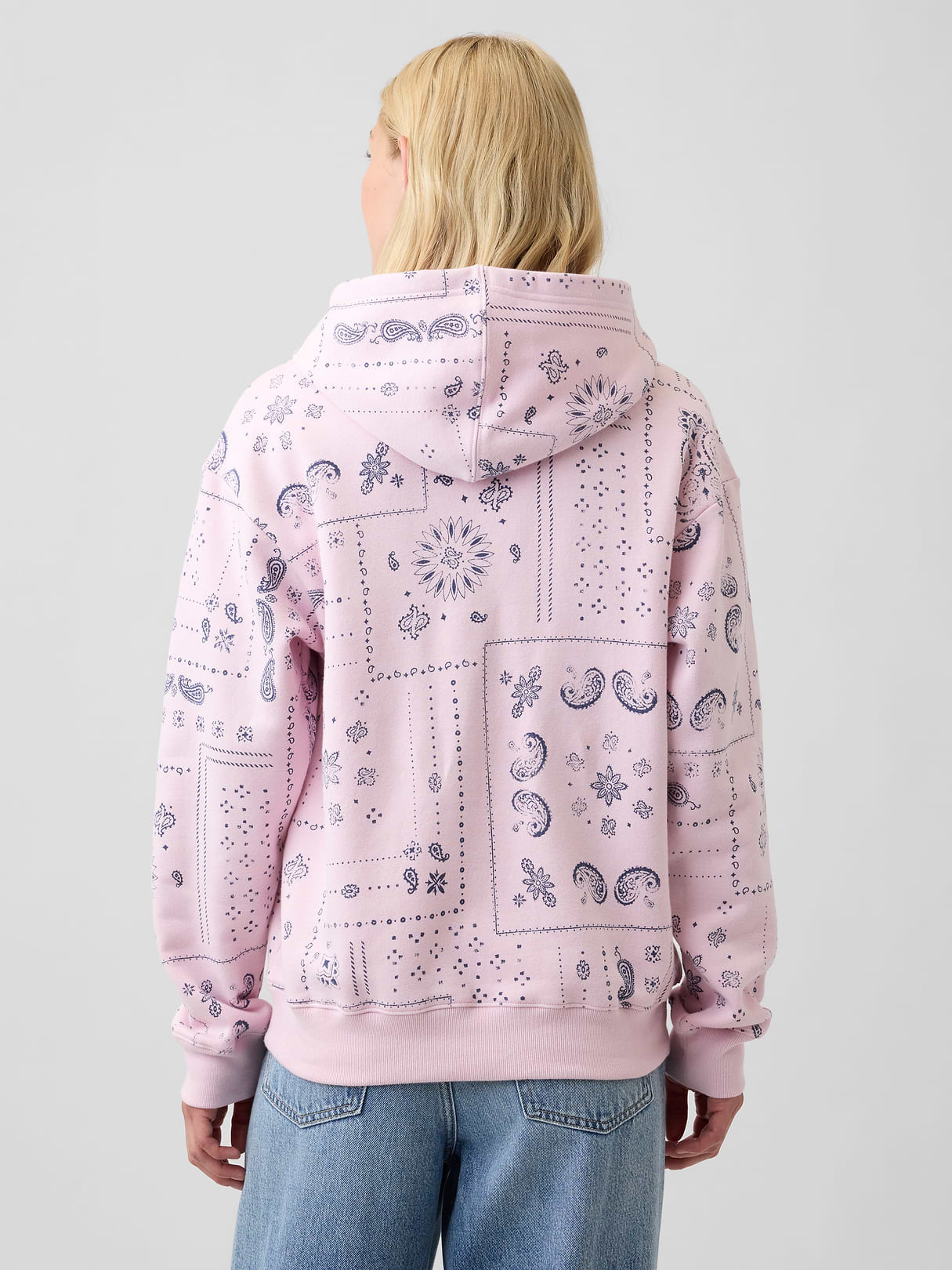 Relaxed Gap Logo Hoodie - Pink bandana print