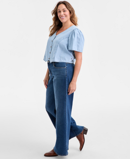 Levi's Women's 318 Shaping Stellar-Stretch Wide-Leg Jeans - Clever Girl