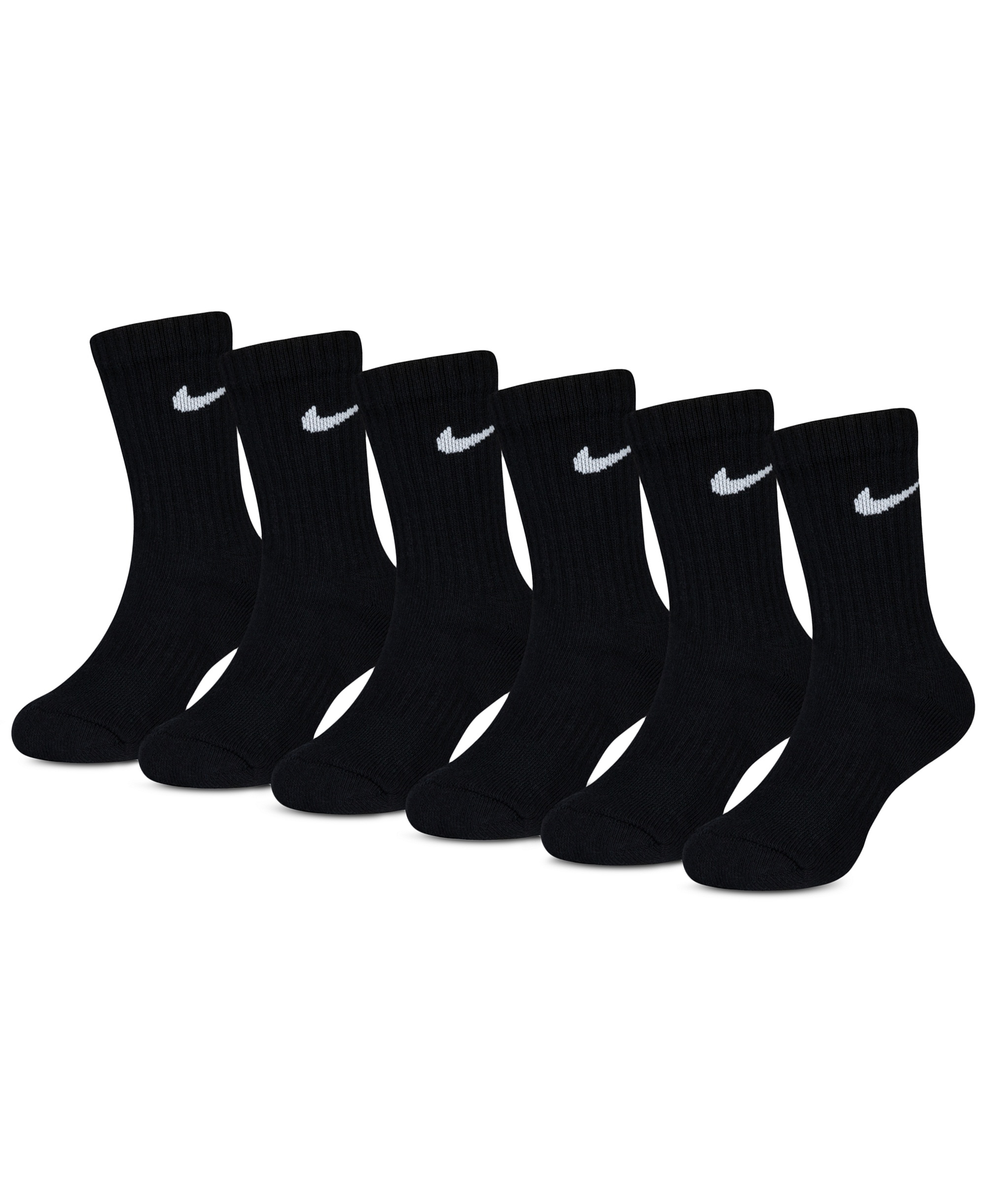 Nike Kids' 5-7 Performance Crew Socks, 6-Pack - Black