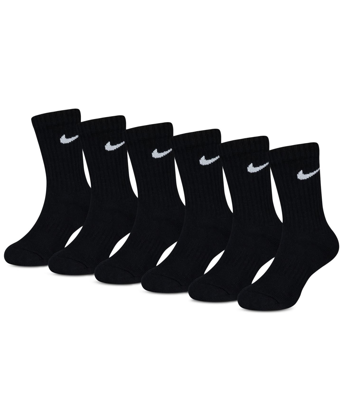 Nike Kids' 5-7 Performance Crew Socks, 6-Pack - Black