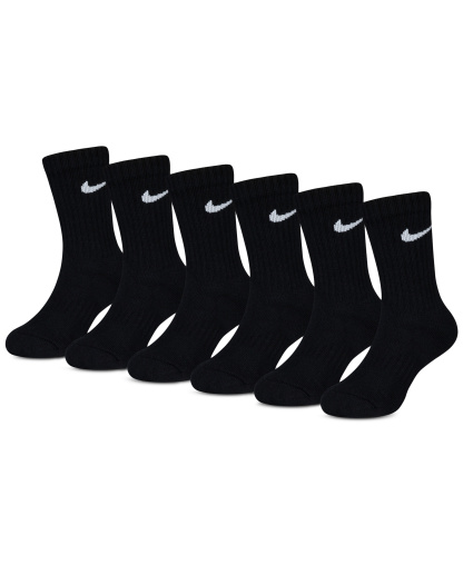 Nike Kids' 5-7 Performance Crew Socks, 6-Pack - Black