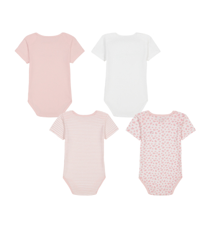 Tommy Hilfiger Baby Girls' Short-Sleeve Bodysuits, 4-Pack - Pink