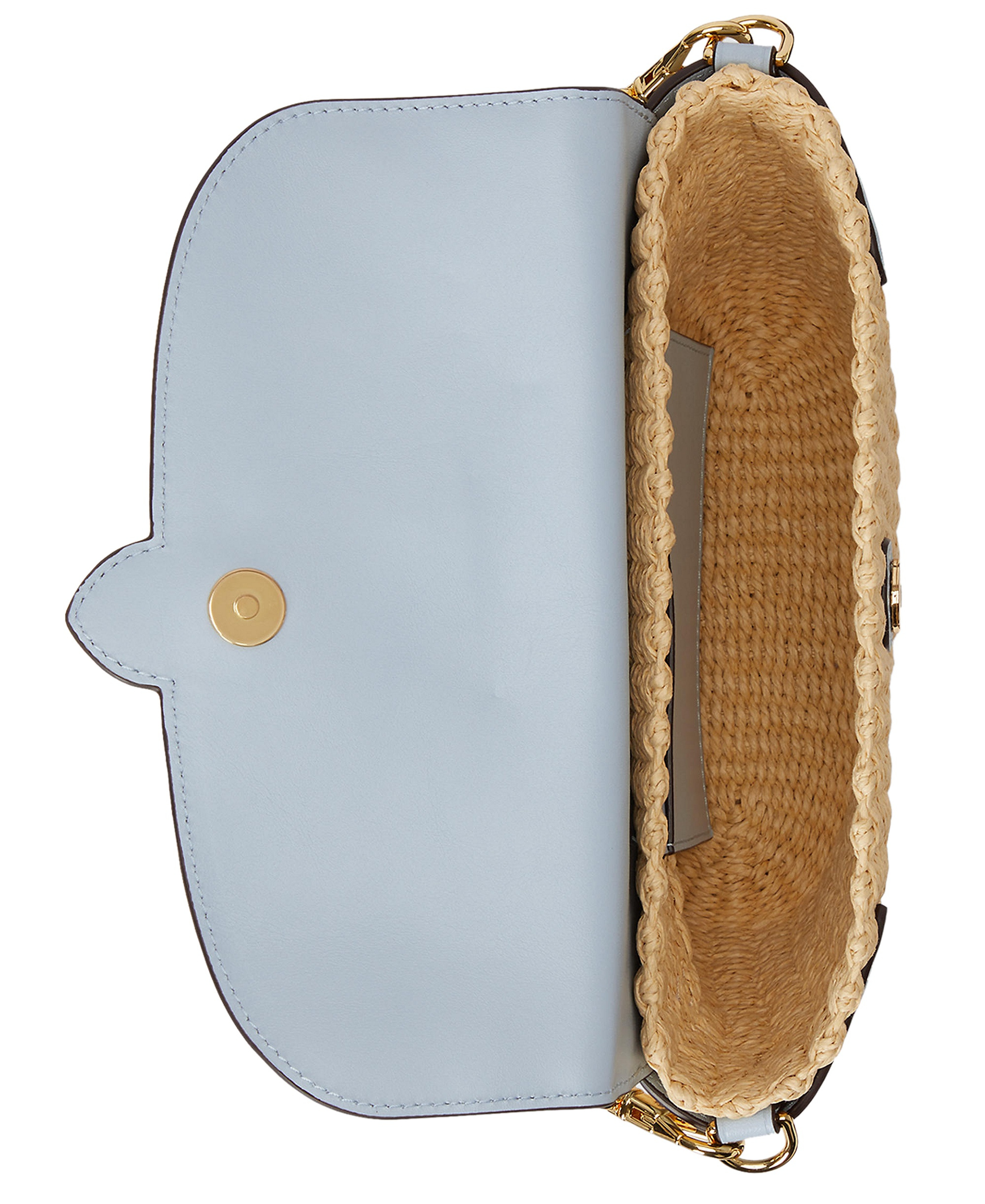 Lauren Ralph Lauren Lynden Small Straw-Leather Shoulder Bag - Blue