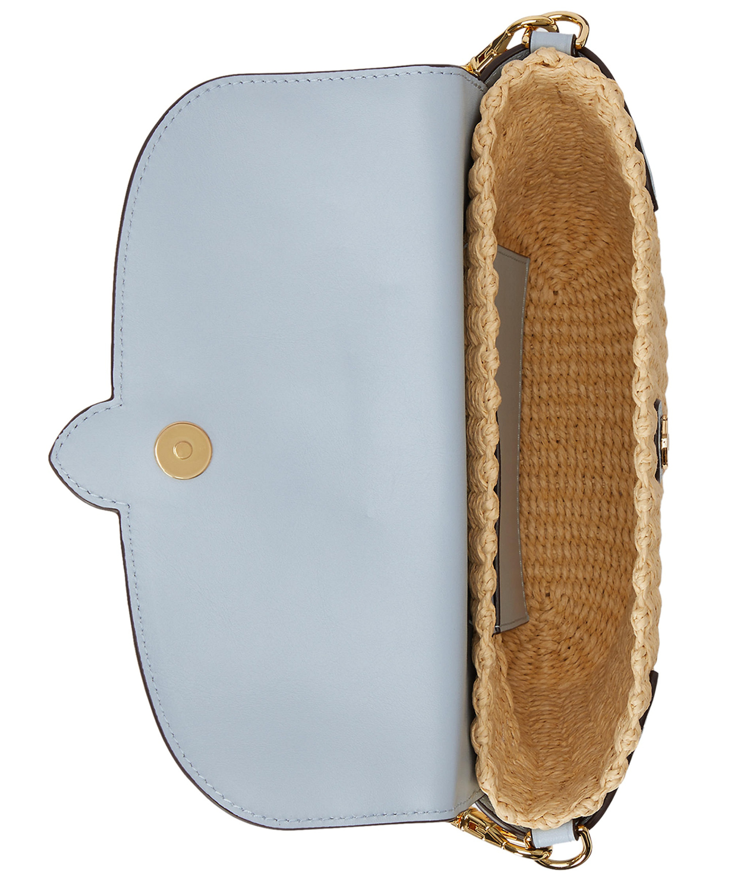 Lauren Ralph Lauren Lynden Small Straw-Leather Shoulder Bag - Blue