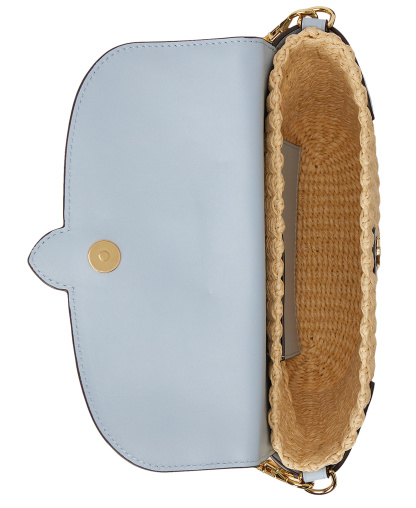 Lauren Ralph Lauren Lynden Small Straw-Leather Shoulder Bag - Blue