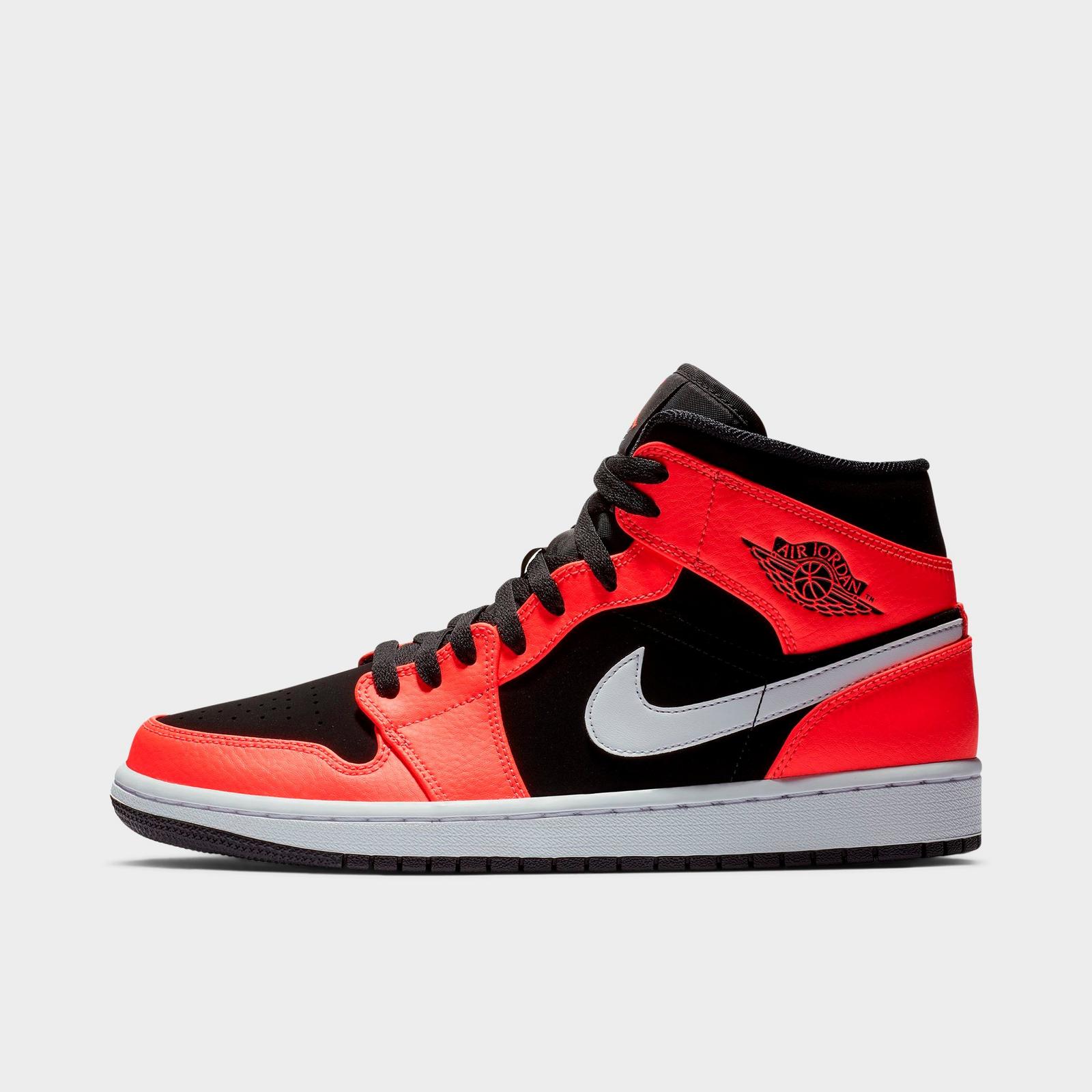 Men's Air Jordan Retro 1 Mid Casual Shoes - Black/White/Infrared 23 - view 1
