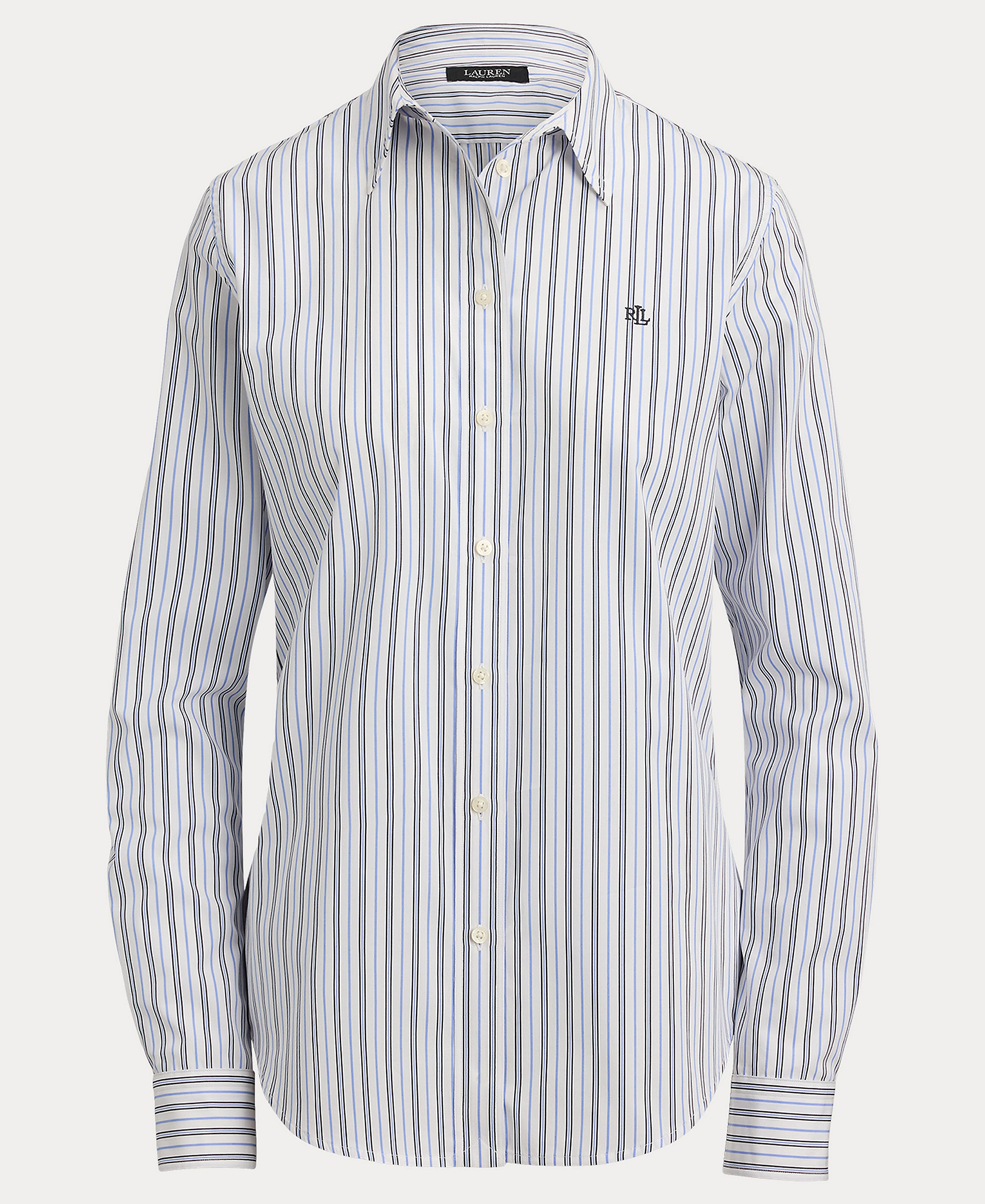 Lauren Ralph Lauren Women's Point Collar Striped Broadcloth Shirt - Blue Multi