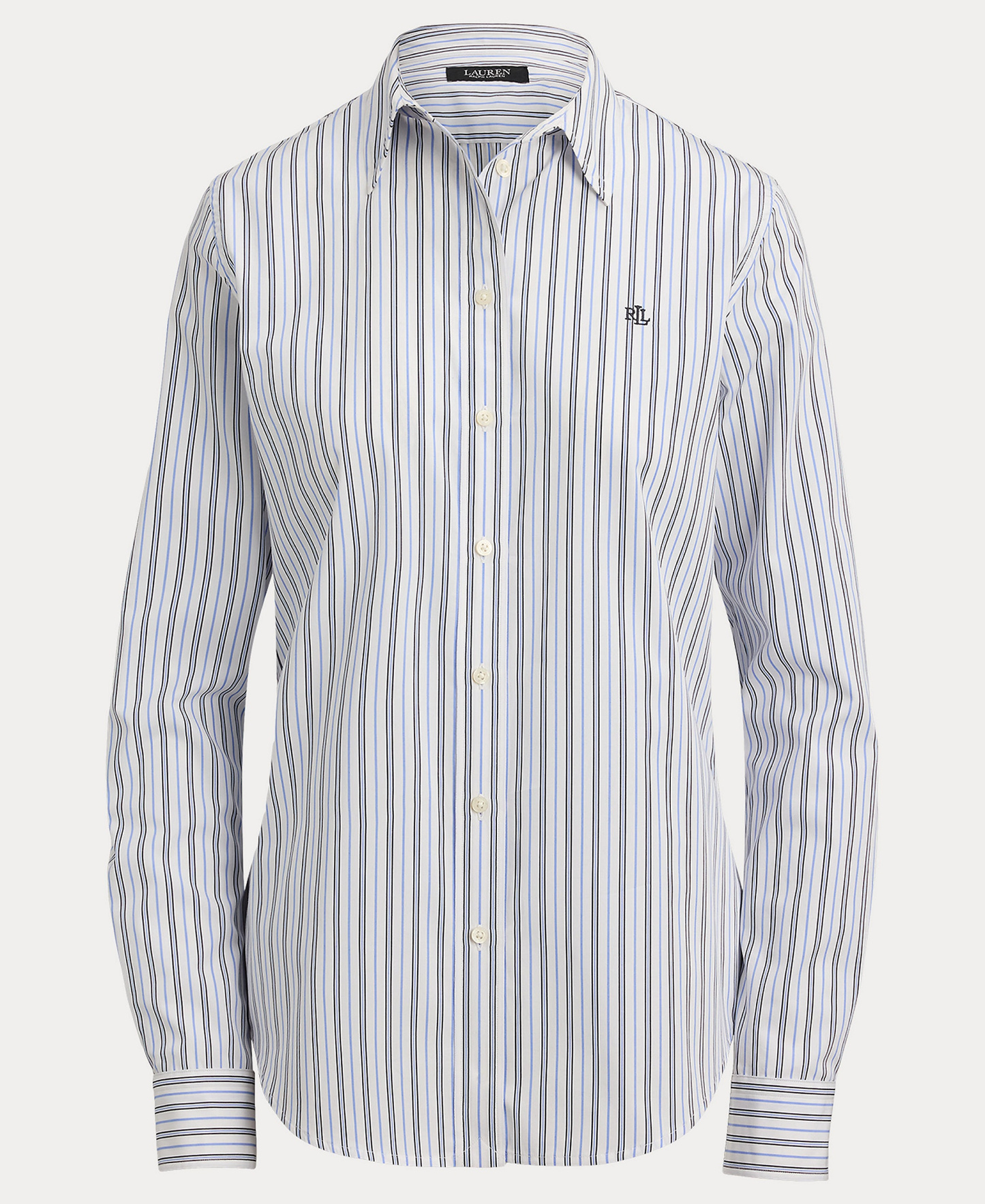 Lauren Ralph Lauren Women's Point Collar Striped Broadcloth Shirt - Blue Multi
