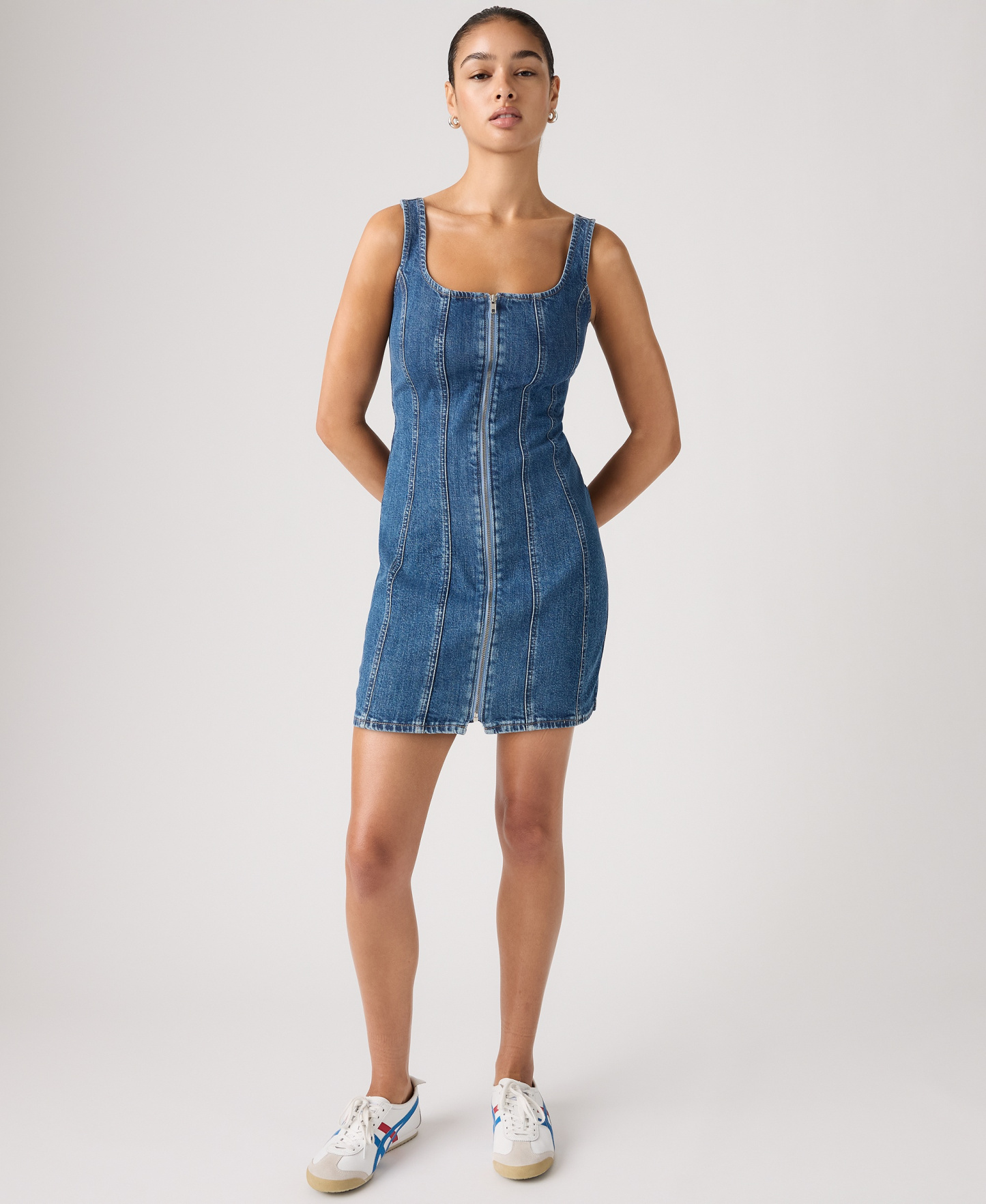 Levi's Premium Women's Seamed Figure Hugging Slim Fit Square Neck Cotton Dress - Shes So Vague