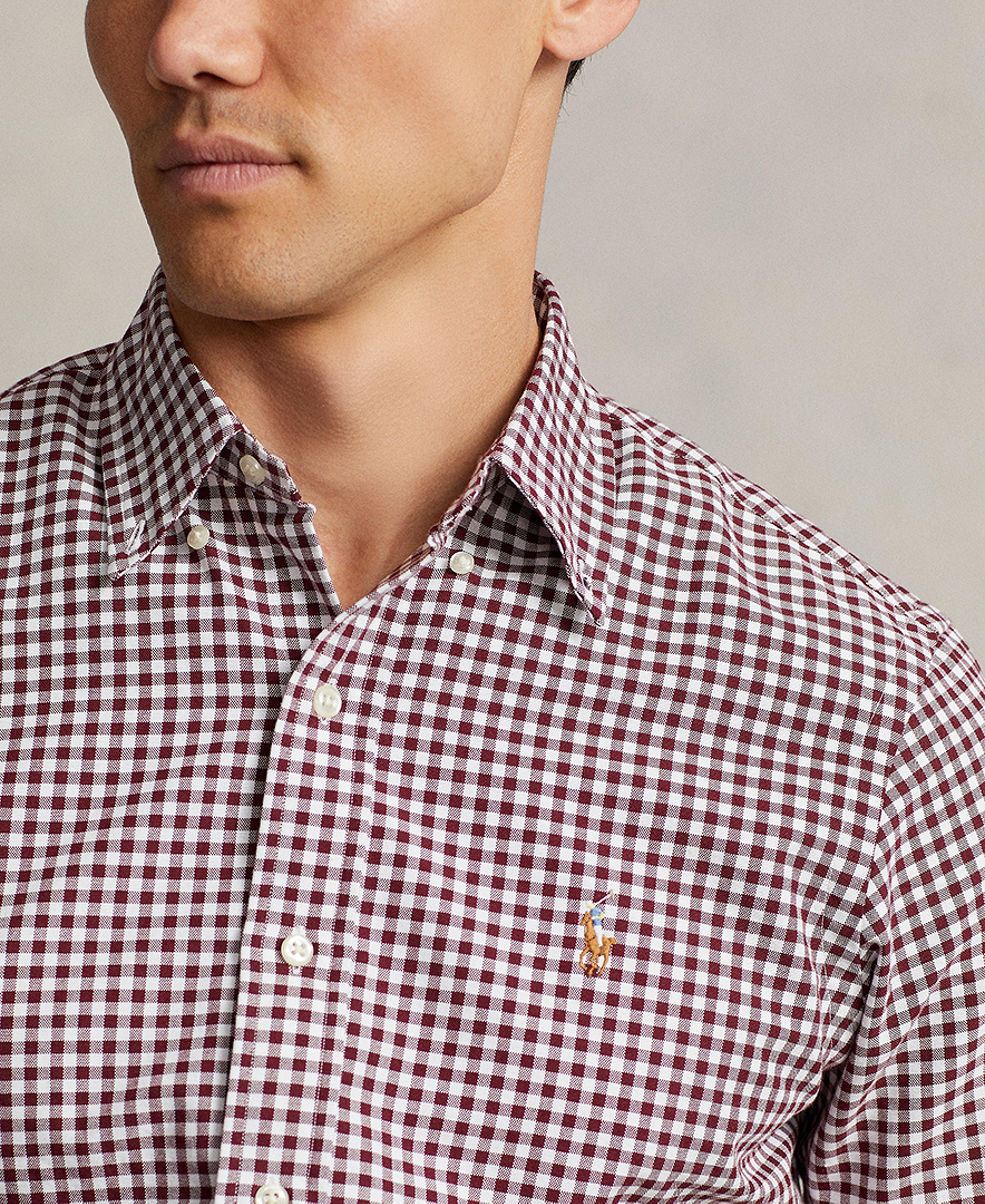 Polo Ralph Lauren Men's Classic-Fit Plaid Brushed Oxford Shirt - Red/White