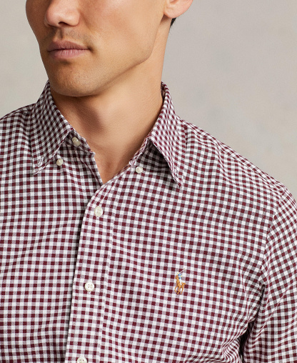 Polo Ralph Lauren Men's Classic-Fit Plaid Brushed Oxford Shirt - Red/White