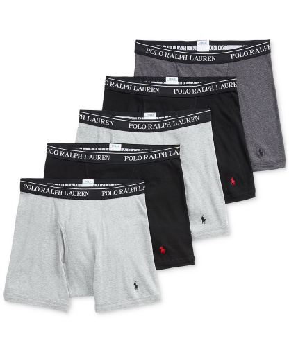Polo Ralph Lauren Men's 5-Pack Classic Cotton Boxer Briefs - Andover / Polo Black