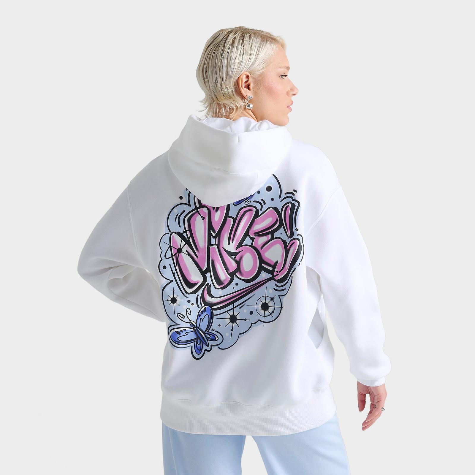 Women's Nike Sportswear Phoenix Fleece Airbrushed Oversized Pullover Hoodie - White/Lapis