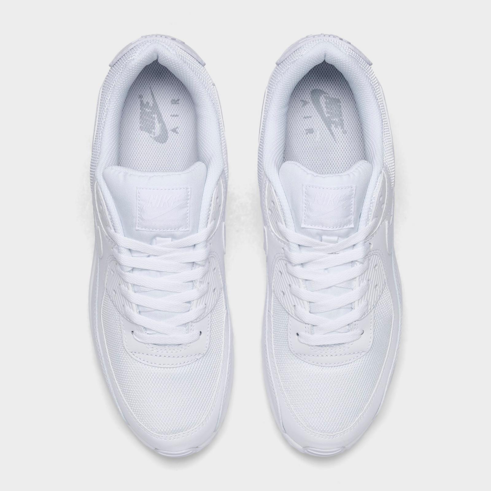 Men's Nike Air Max 90 Casual Shoes - White/White/Wolf Grey/White