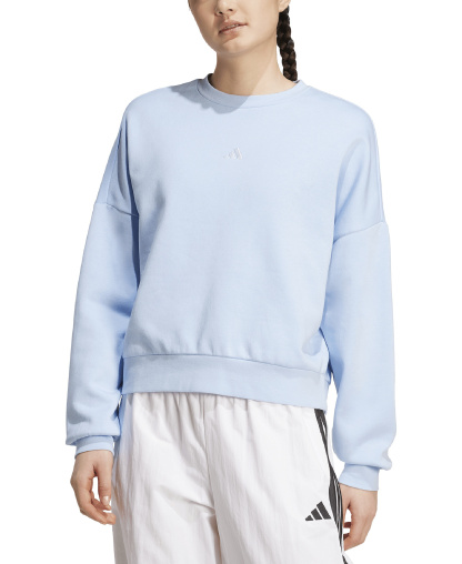 adidas Women's Essentials Crewneck Small-Logo Sweatshirt - Glow Blue/White