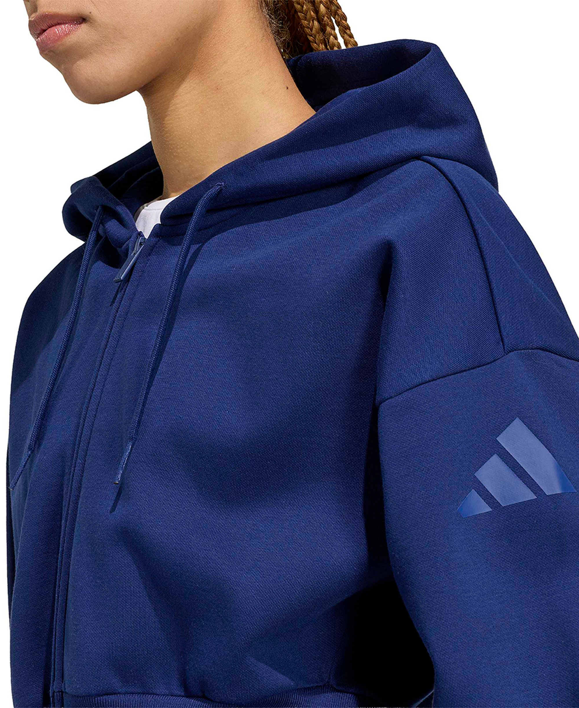 adidas Women's Essentials Contemporary Fleece Full-Zip Hooded Jacket - Dark Blue