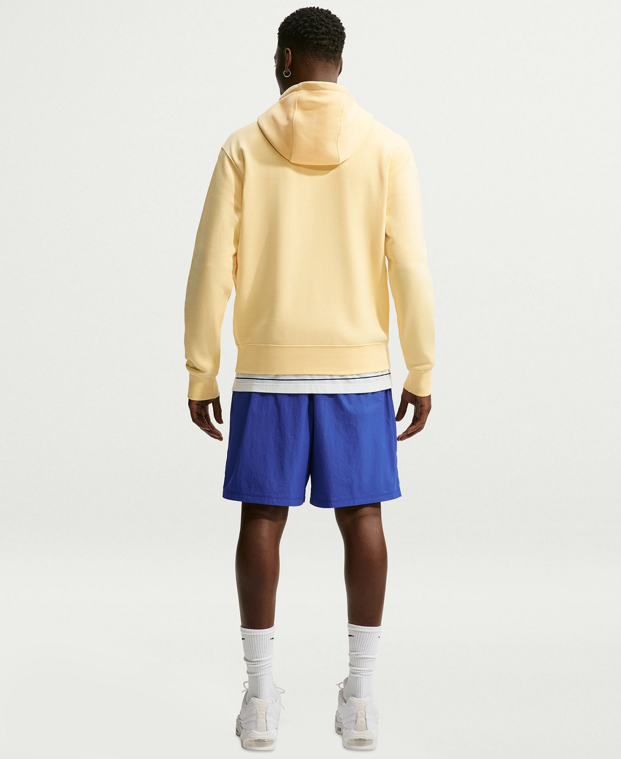 Nike Men's Club Pullover Fleece Hoodie Logo - Soft Yellow/White