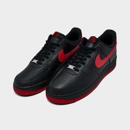 Men's Nithtke Air Force 1 '07 Casual Shoes - Part 2 - Black/University Red/Black - Both shoes facing left