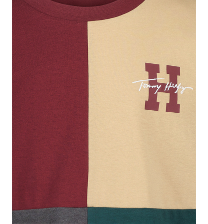 Tommy Hilfiger Boys' 8-20 Quad Pieced Long-Sleeve Graphic Colorblock T-Shirt - Zinfandel