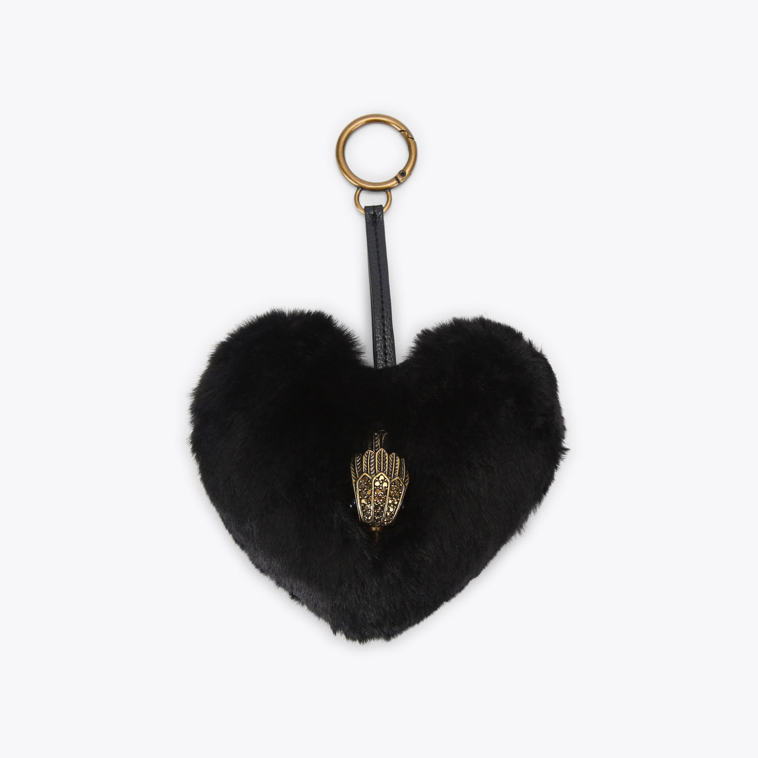 Kurt Geiger London Heart Faux Fur Charm - Black