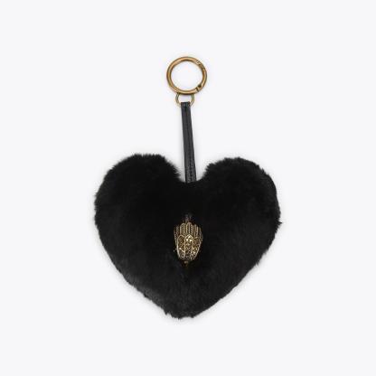 Kurt Geiger London Heart Faux Fur Charm - Black