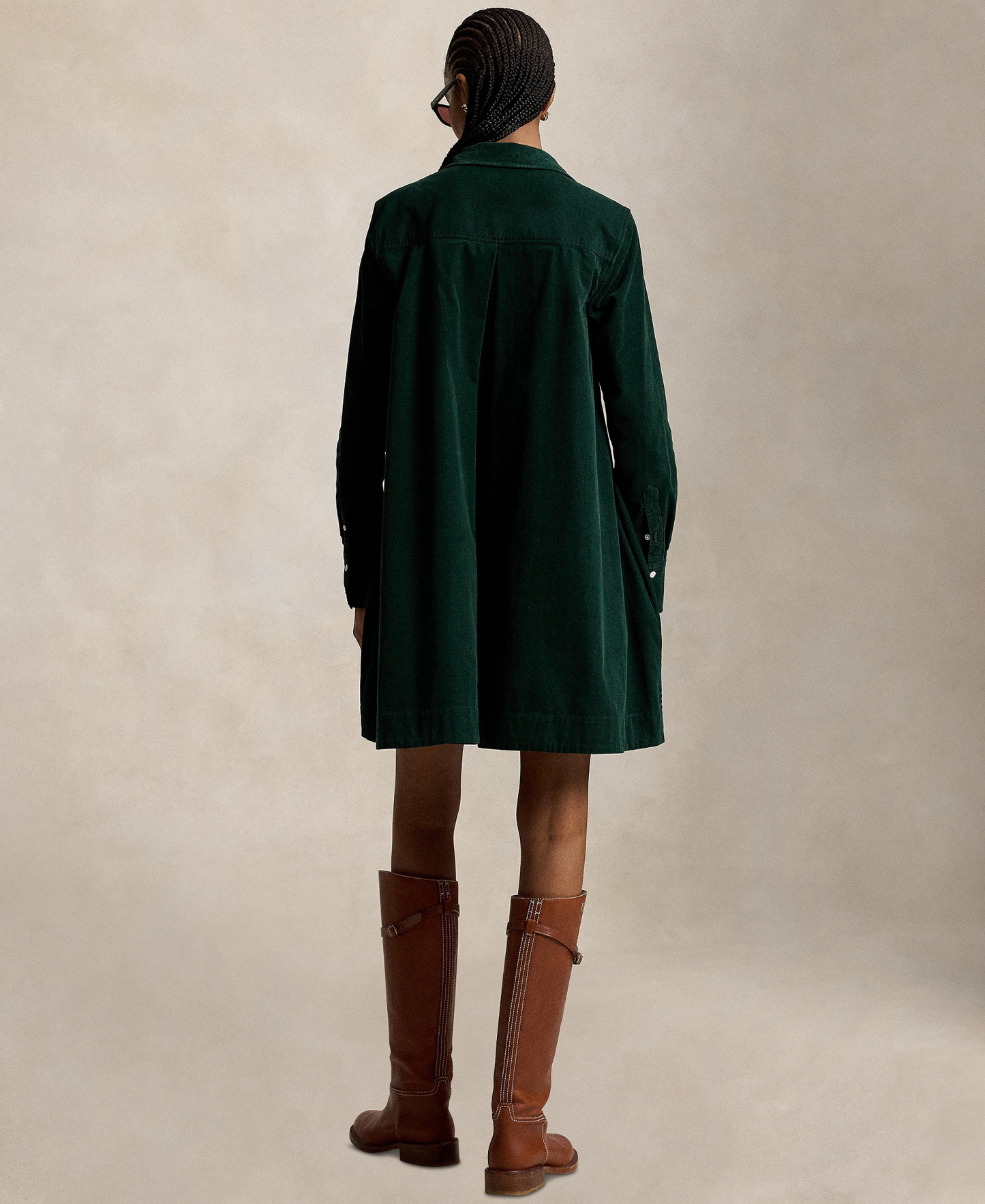 Polo Ralph Lauren Women's Corduroy Pleated Shirt Dress - Green
