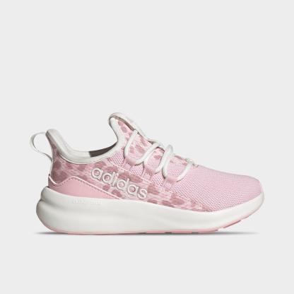 Girls' Little Kids' and Big Kids' adidas Lite Racer Adapt 8.0 Stretch Lace Casual Shoes - Part 1 - Core White/Distilled Pink/Clear Pink - Left shoe facing left. Outside of the shoe.