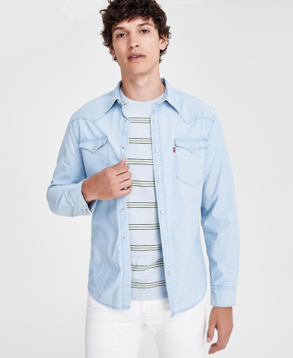 Levi's Men's Regular-Fit Western Shirt - Blue