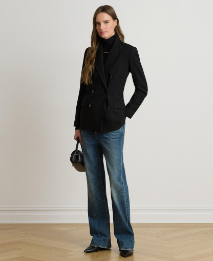 Lauren Ralph Lauren Women's Double-Breasted Wool Crepe Blazer - Polo Black