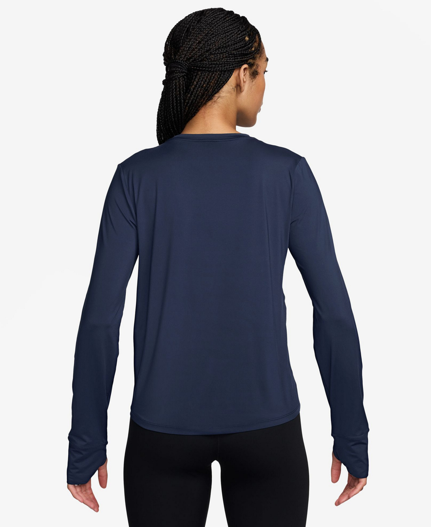 Nike Women's One Classic Dri-FIT Long-Sleeve Top - Midnight Navy/white