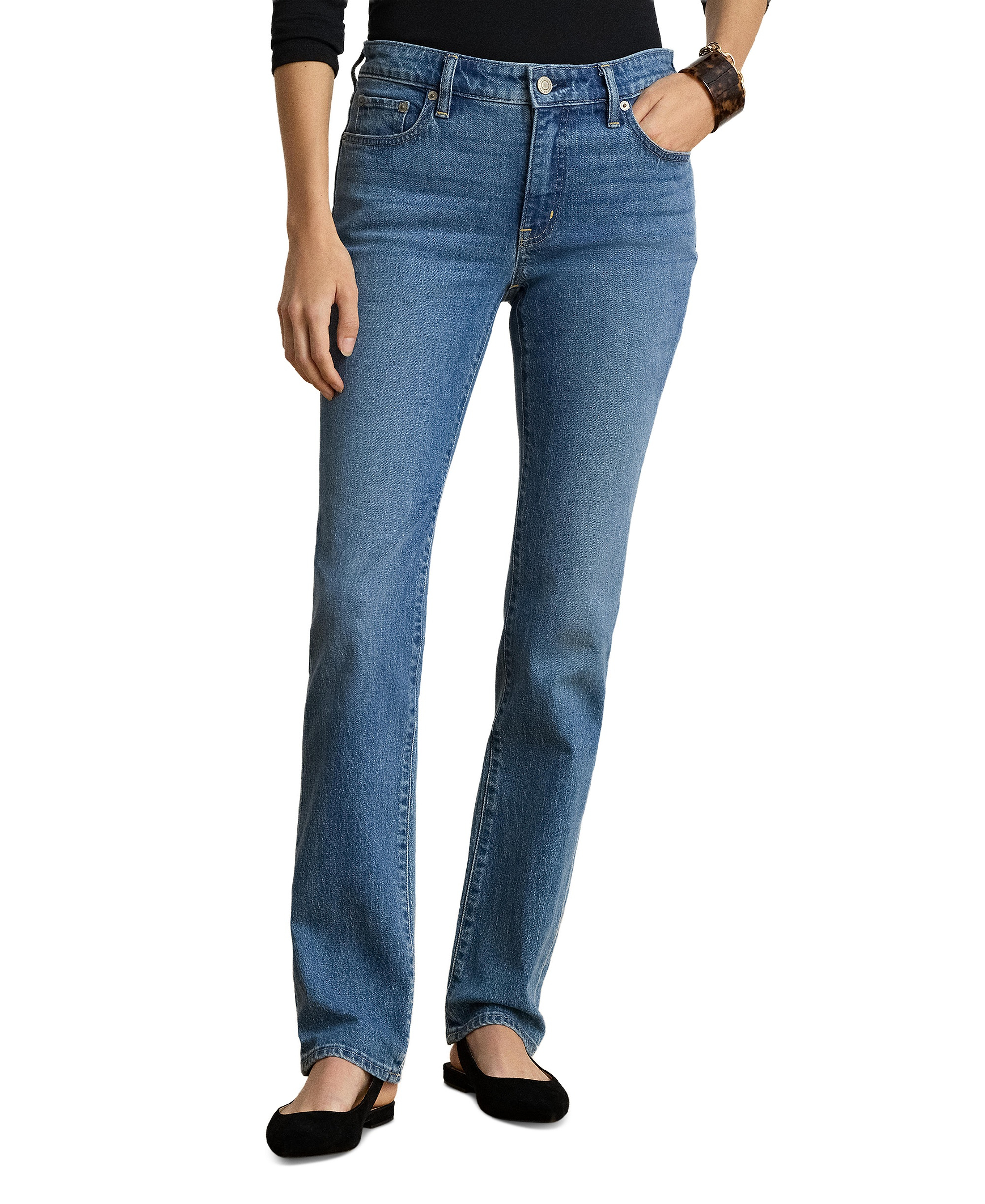 Lauren Ralph Lauren Women's Mid-Rise Slim Straight Jeans - Atlantic Blue Wash