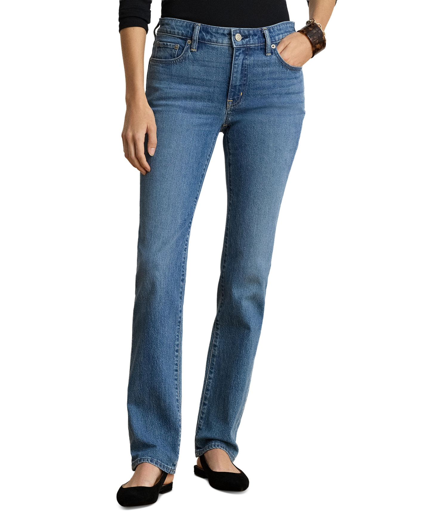 Lauren Ralph Lauren Women's Mid-Rise Slim Straight Jeans - Atlantic Blue Wash