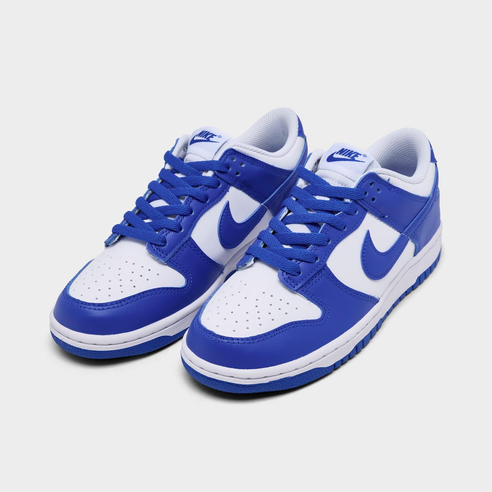 Big Kids' Nike Dunk Low Casual Shoes - White/Hyper Royal/Hyper Royal