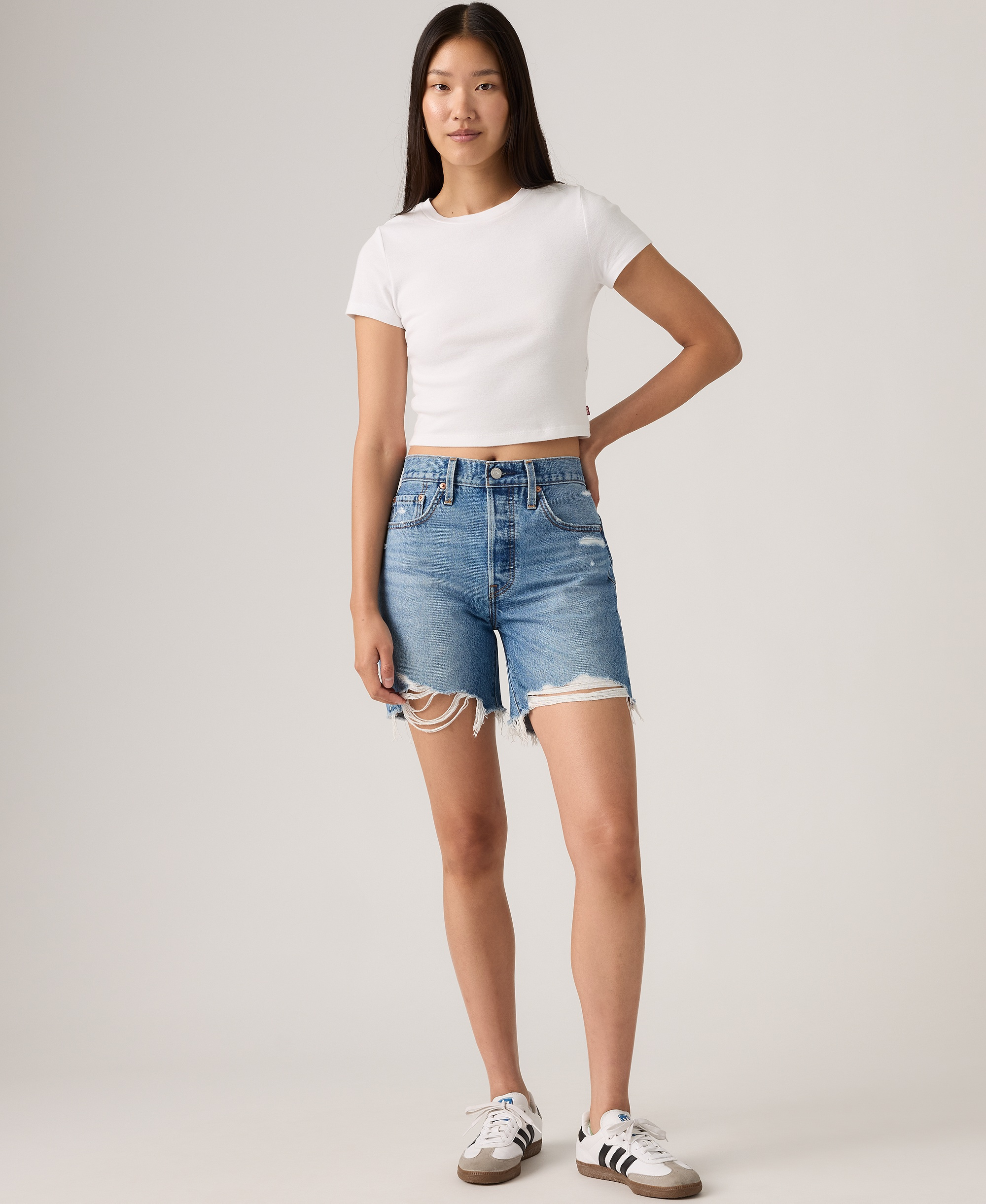 Levi's Women's 501® Mid-Thigh High-Rise Straight-Fit Denim Shorts - Blow Big Horns