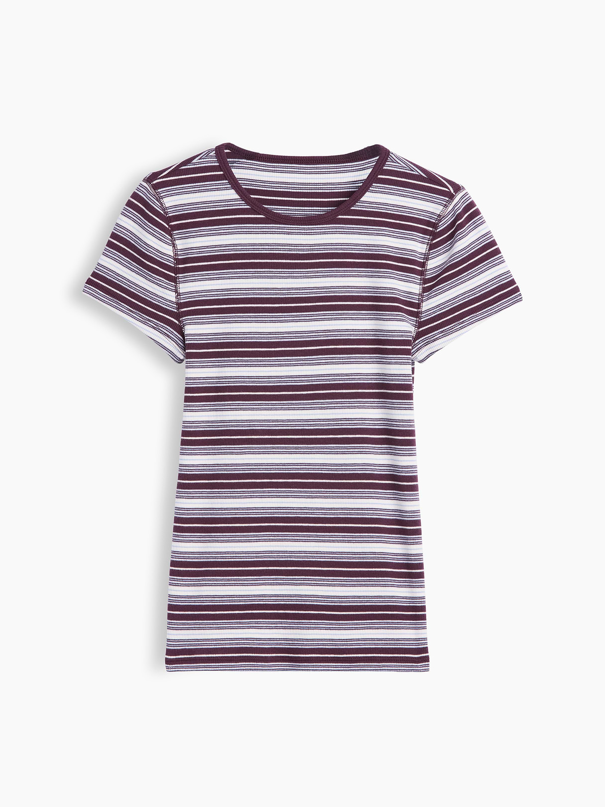 Modern Rib T-Shirt - Purple burgundy & blue stripe