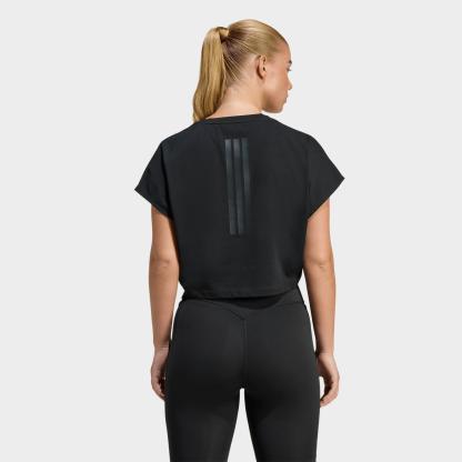 Women's adidas Power Workout Cropped Boxy 3-Stripes Tank - Black - view 3