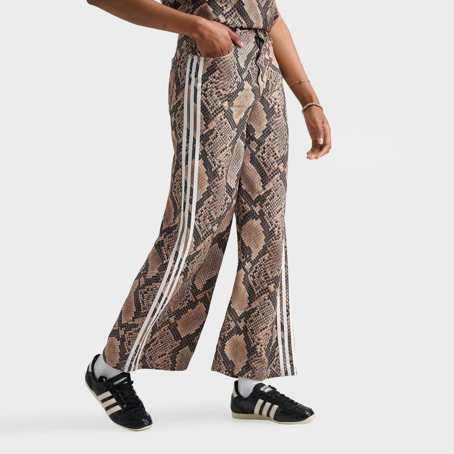 Women's adidas Originals Snake Print Denim Loose Pants - Linen/Magic Beige - view 3