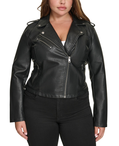 Levi's Women's Classic Faux Leather Asymmetrical Moto Jacket - Black