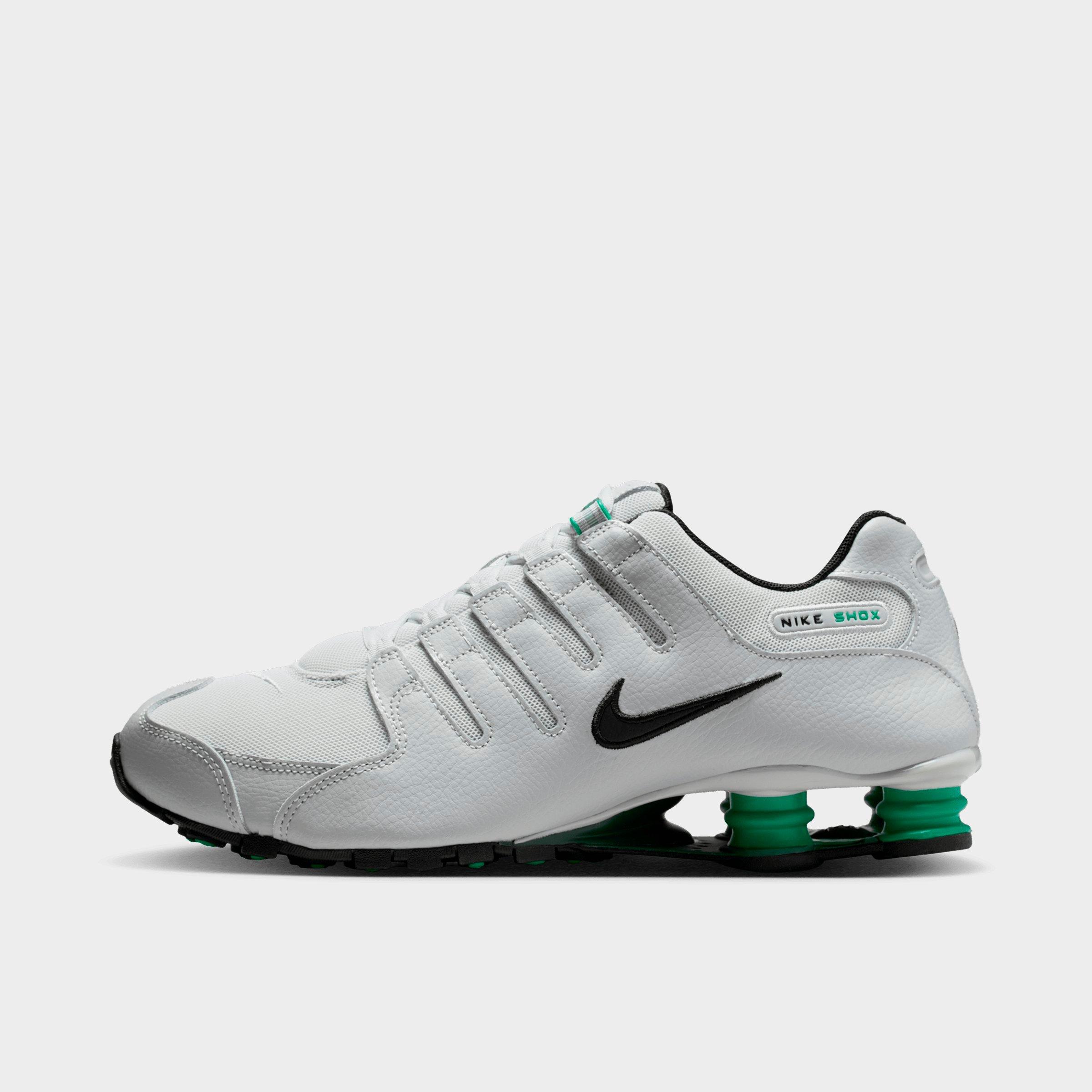 Men's Nithtke Shox NZ Casual Shoes - Grey Fog/Stadium Green/Fir/Black - Left shoe facing left. Outside of the shoe.