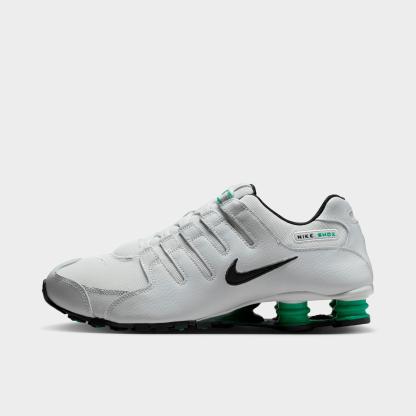 Men's Nithtke Shox NZ Casual Shoes - Grey Fog/Stadium Green/Fir/Black - Left shoe facing left. Outside of the shoe.