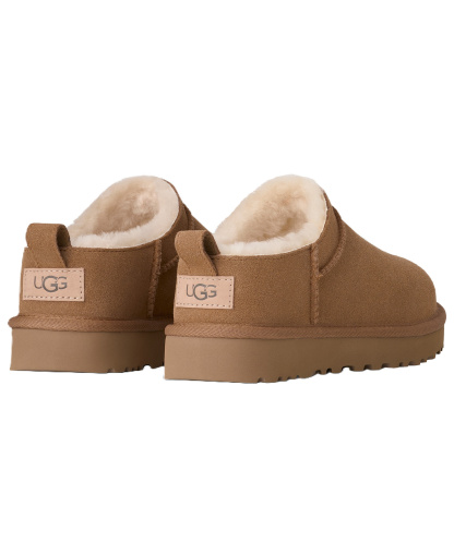 UGG® Women's Classic Micro Pull Tab Round Toe Booties - Chestnut