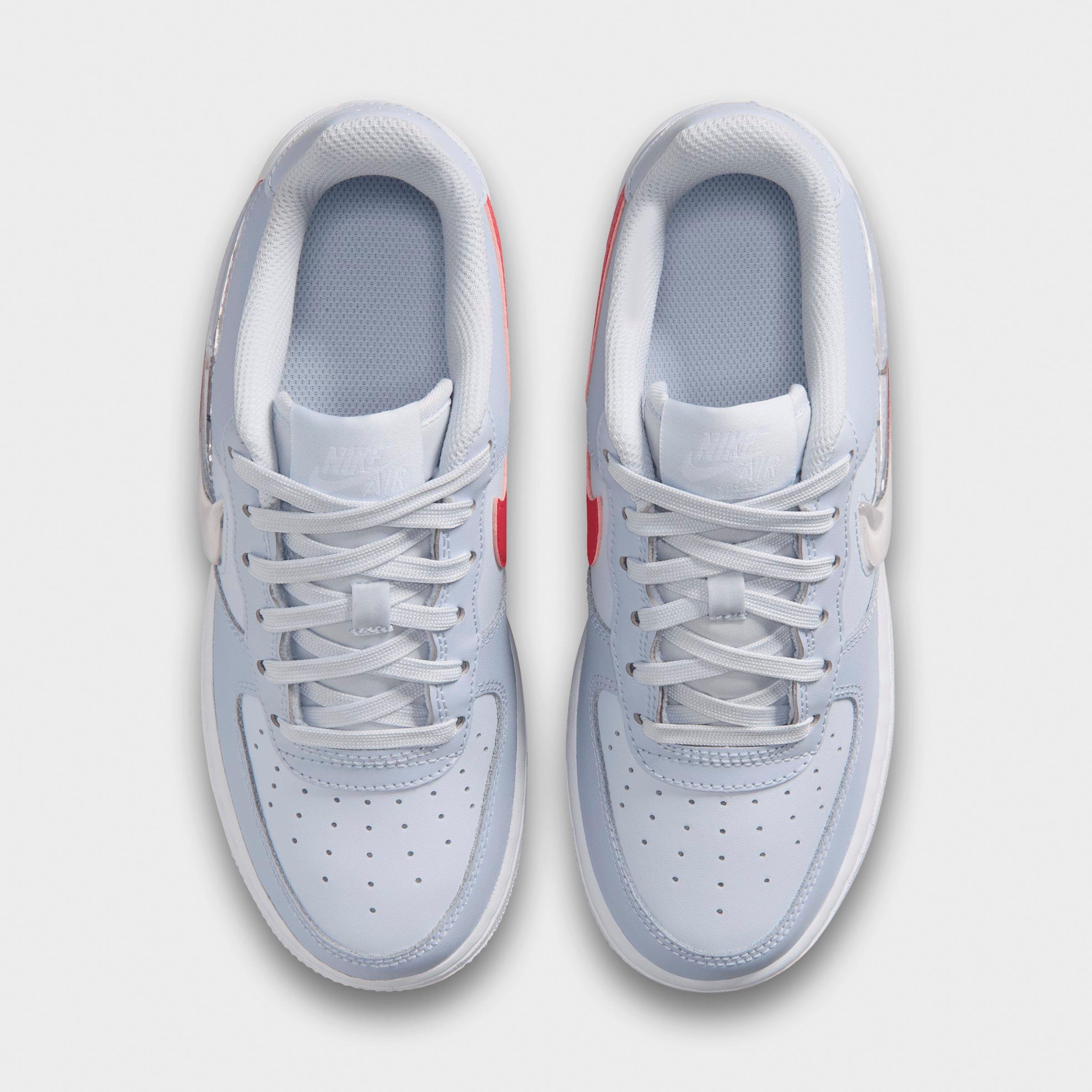Big Kids' Nithtke Air Force 1 Low Casual Shoes - Football Grey/Ghost/White/Tropical Pink - Top view