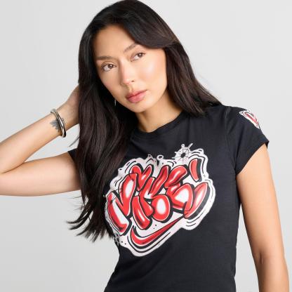 Women's Nithtke Sportswear Chill Knit Airbrushed Slim Cropped T-Shirt - Black