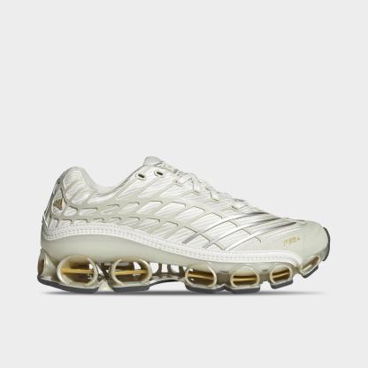 Men's adidas Megaride F50 Casual Shoes - Cloud White/Ice Gold Metallic/Gold Metallic - Left shoe facing left. Outside of the shoe.