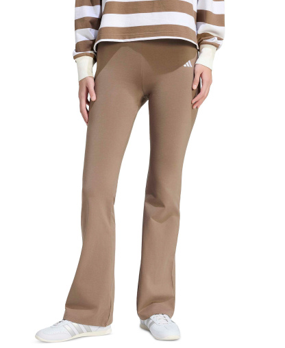 adidas Women's Essentials Small Logo Flared Leggings - Khaki Six/white