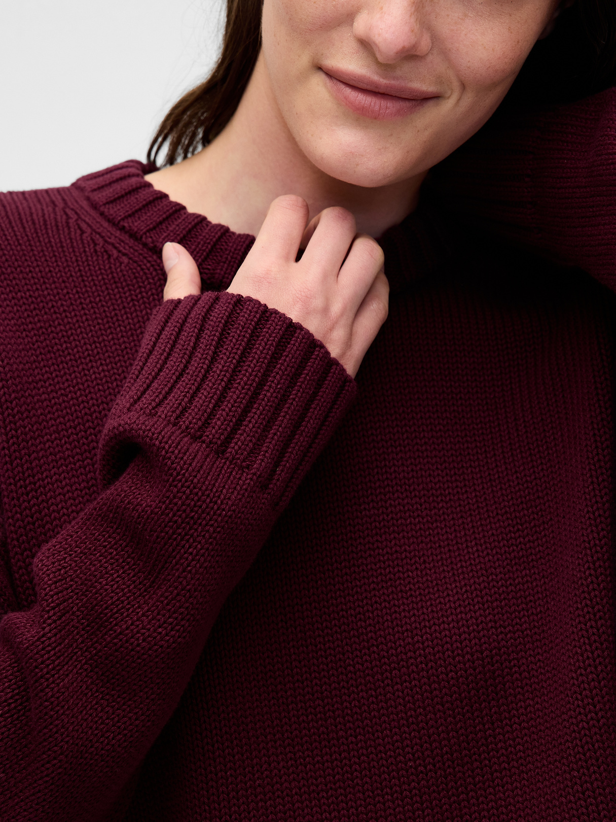 100% Cotton Oversized Sweater - Tuscan red