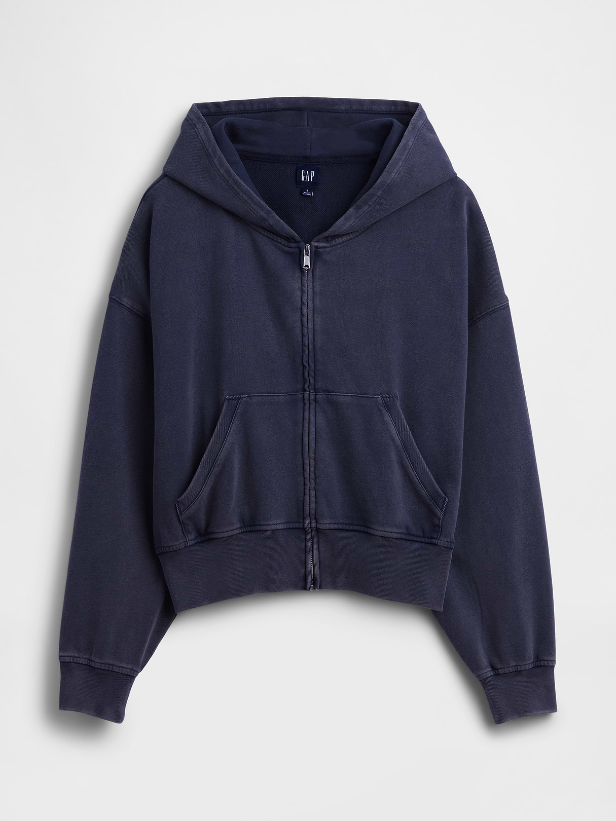 VintageSoft Terry Oversized Wedge Zip Hoodie - Tapestry navy blue wash